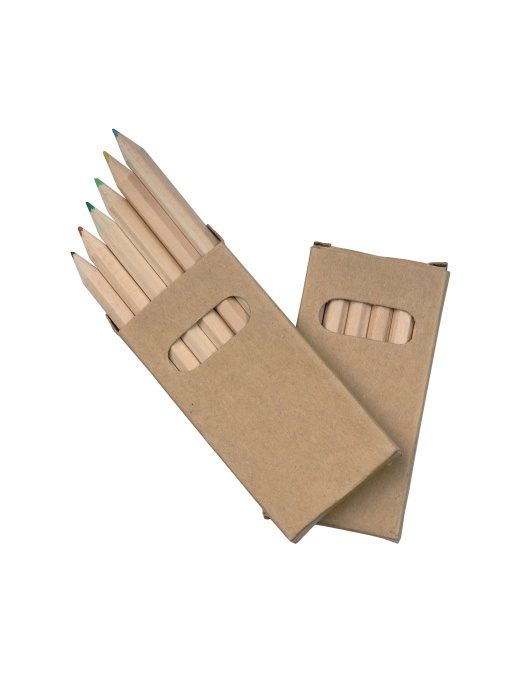 ON™ Cardboard box containing 6 wooden colouring pencils with hexagonal cross-sections