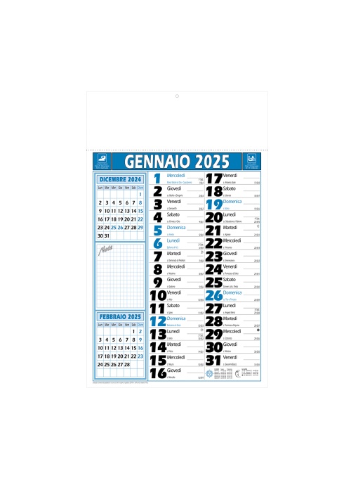 ON™ Monthly wall calendar 2025, 12 sheets, on coated paper, heat-sealed