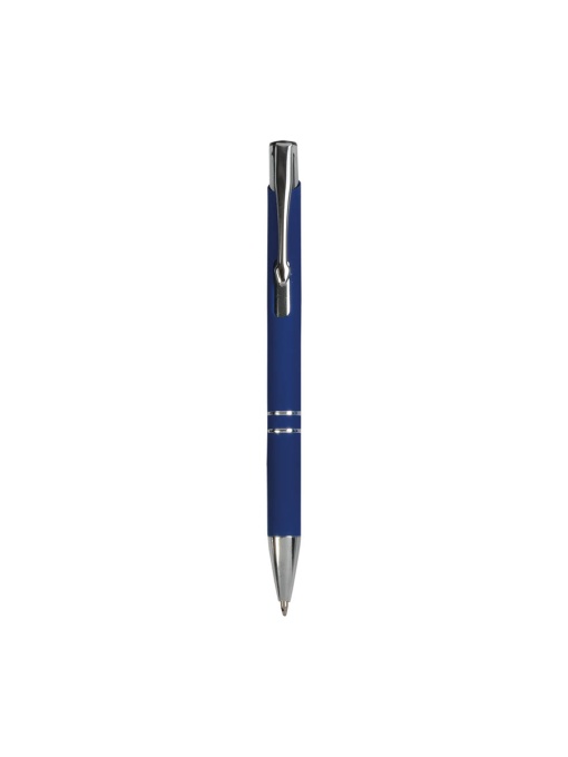 ON™ Aluminium snap pen with rubberised grip with 2 chrome trim rings