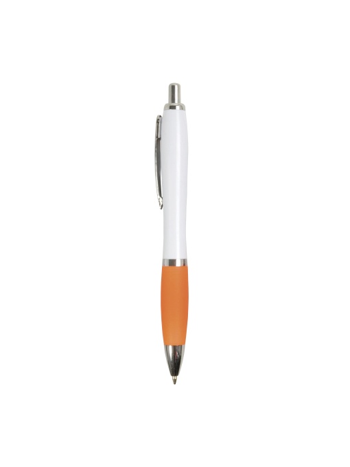 ON™ ABS plastic snap pen with white barrel, Italian flag-coloured grip and metal clip