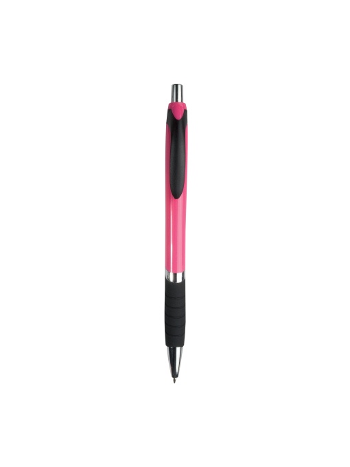 ON™ Plastic snap pen with coloured barrel, rubberised grip and chromed details