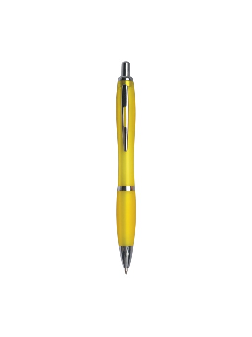 ON™ Plastic snap pen with coloured barrel, matching rubberised grip and metal clip