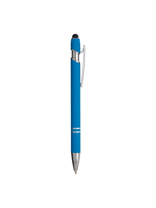 ON™ Rubberized aluminium snap pen with touch screen eraser and metal clip
