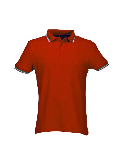 ON™ Tricou polo cu mânecă scurtă din bumbac piqué 100% (180 g/m2), cu dungi tricolore - Img 1