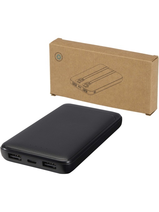 PF™ Adhil baterie externă 10.000 mAh 10W din plastic reciclat cu 2 cabluri încorporate - Img 1