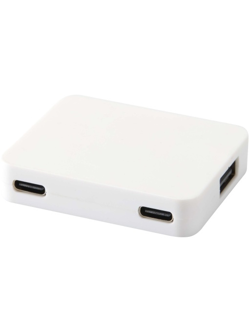 PF™ Gaia 4-port USB hub with USB-A and Type-C output and dual input - made from recycled plastic