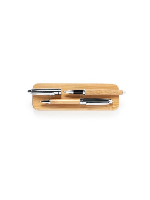 AX™ Bamboo writing set, ball pen and roller ball pen