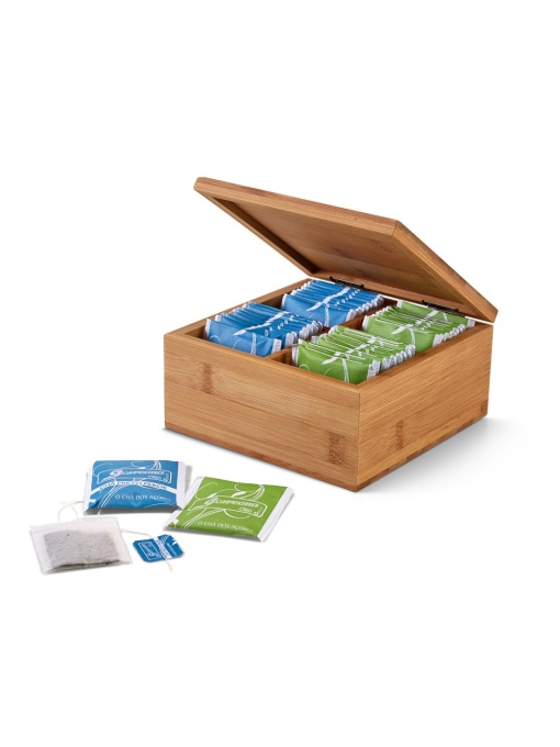 hi!™ ARNICA Bamboo tea box with 4 compartments and magnetic closure