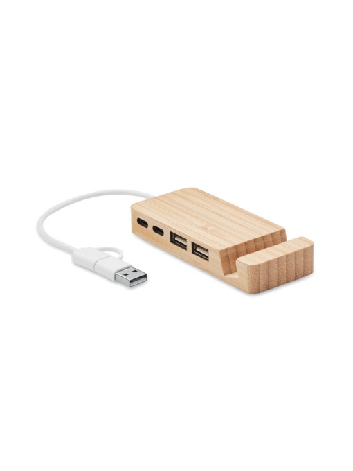 MO™ Hubstand – Bamboo USB hub with 4 ports