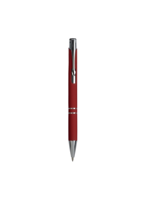 ON™ Aluminium snap pen with rubberised grip with 2 chrome trim rings