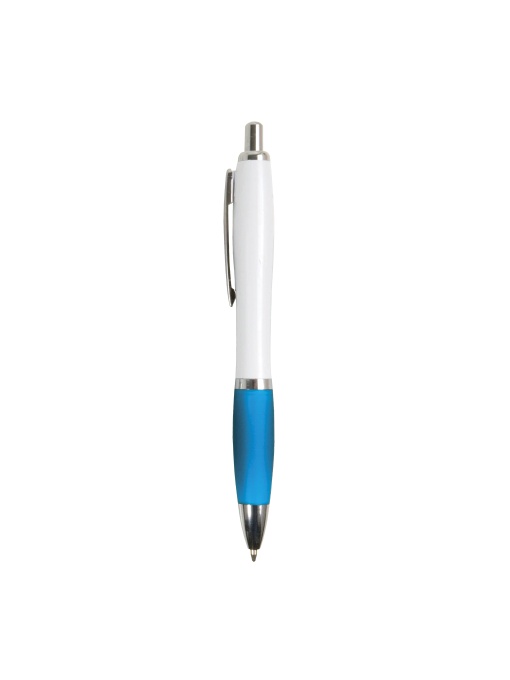 ON™ ABS plastic snap pen with white barrel, Italian flag-coloured grip and metal clip