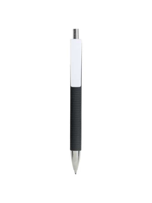 ON™ Plastic snap pen with tyre-effect rubberised black barrel and wide coloured clip