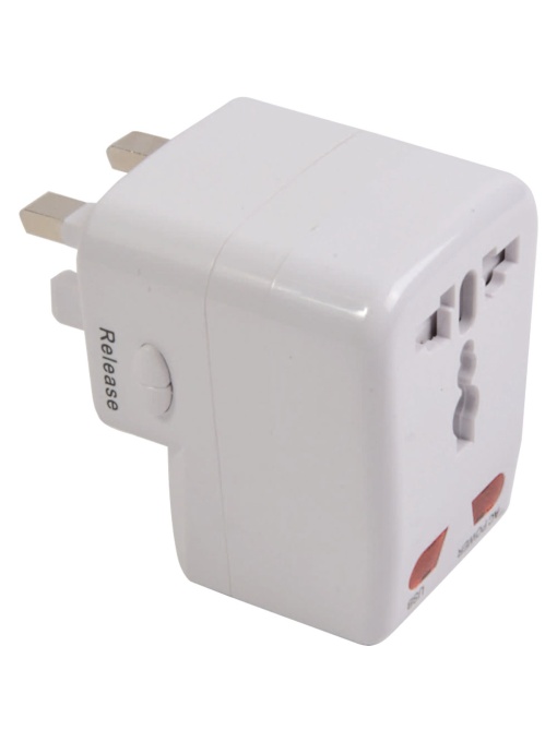ON™ Universal adapter with USB port. Input 100-125 V 6 A or 220-250 V 6 A