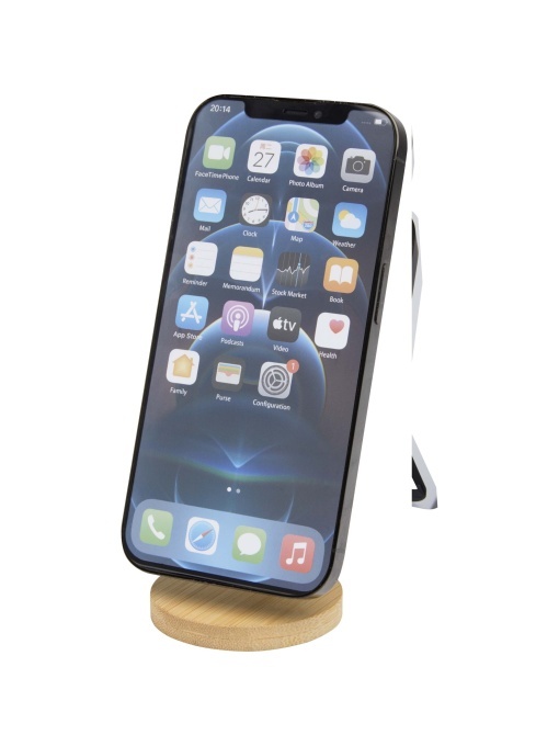PF™ Alcor recycled plastic foldeable magnetic phone stand with bamboo details