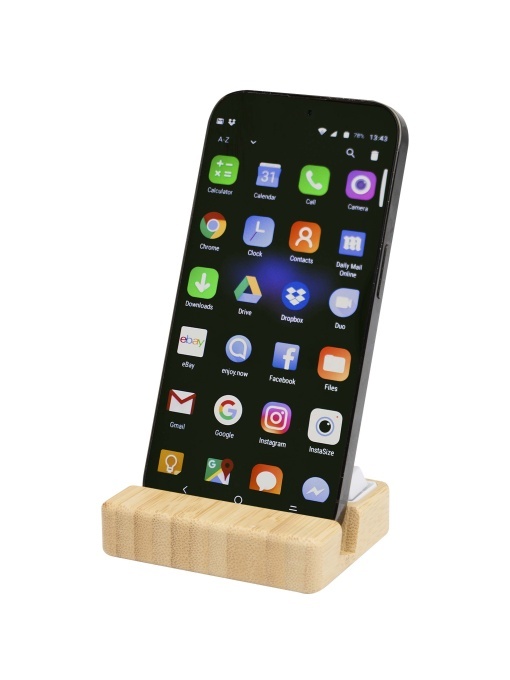 PF™ Algol recycled plastic phone stand and fidget toy with bamboo details