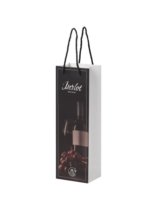 PF™ Handmade 170 g/m2 integra paper wine bottle bag with plastic handles