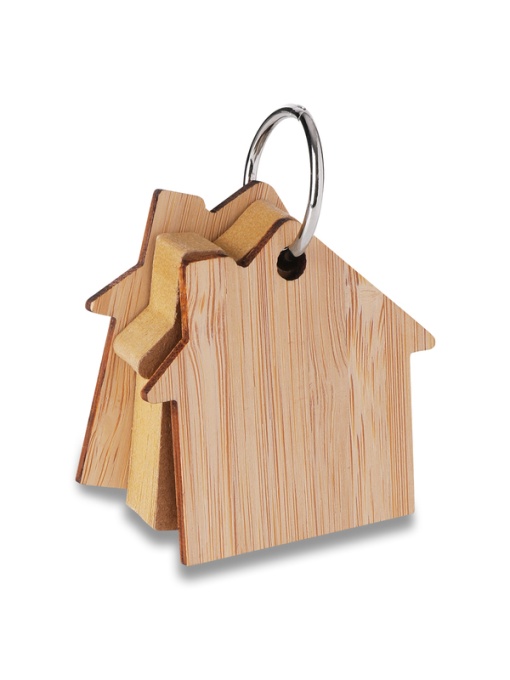 Royal™ HOMELAND bamboo keychain with memo cards