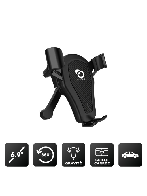 AK™ HYOKA Suport auto pentru smartphone cu prindere gravitațională, fixare în grilă ventilație, rotație 360°