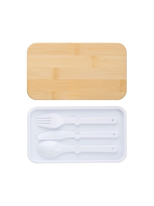 AX™ Cutii pentru prânz 2 în 1, 2x400 ml, capac din bambus, tacâmuri - Img 1