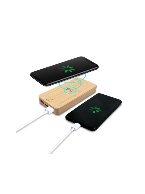 AX™ Power bank wireless din bambus 8000 mAh B'RIGHT, încărcător wireless 15W | Benson