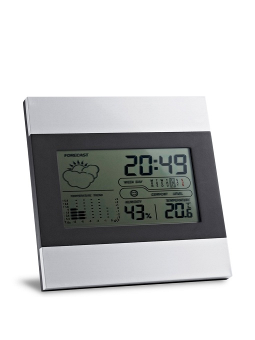 hi!™ DENE Stație meteo de birou cu ecran LCD din aluminiu și ABS