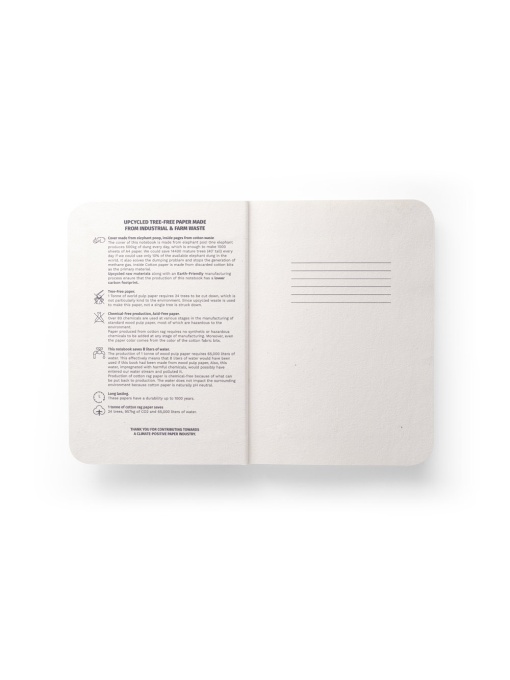 hi!™ ORGANIC SEMI-RIGID A5 Notebook with semi-rigid organic elephant cover (80%)