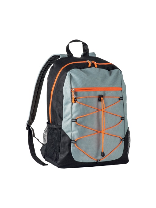 ON™ 600D polyester 4-pocket backpack (two mesh side pockets). Padded straps and back