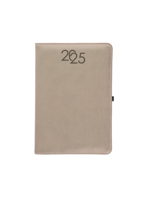 ON™ Daily diary 2025, cover with border stitching, pen holder and white paper