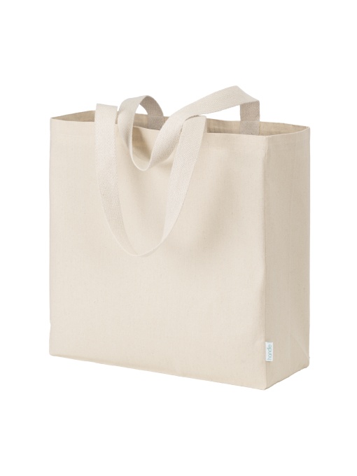 ON™ Geantă maxi shopper din bumbac reciclat natural 280 g/m2 cu mânere colorate