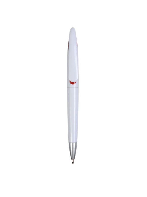 ON™ Plastic snap pen with white barrel and curved clip with coloured inside, jumbo refill