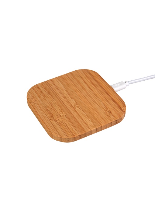 ON™ Placă de încărcare wireless din bambus, Intrare 5V/2A, Ieșire 5V/1A, Putere transmisie 5W