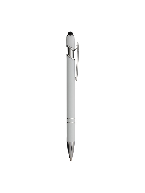 ON™ Rubberized aluminium snap pen with touch screen eraser and metal clip