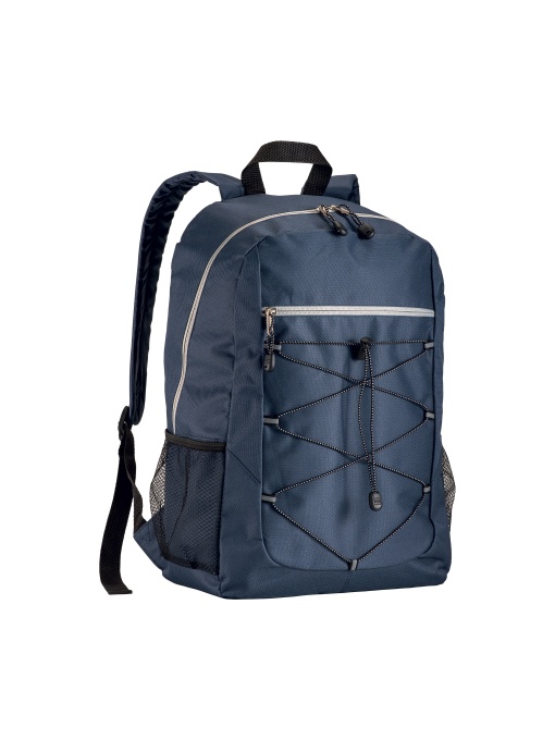 ON™ 600D polyester 4-pocket backpack (two mesh side pockets). Padded straps and back