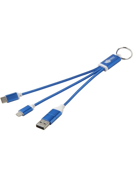 PF™ Metal 4-in-1 recycled aluminium charging cable with keychain - Img 1