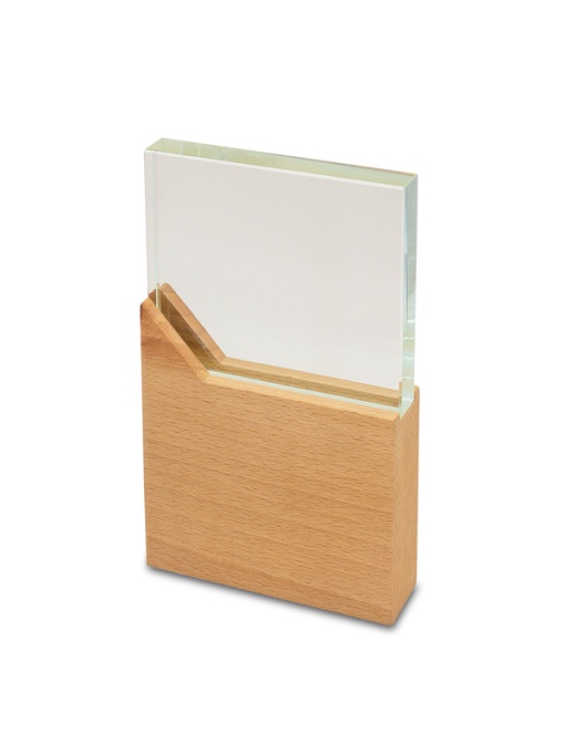 Royal™ KINGSTON trophy made of crystal and wood colorless