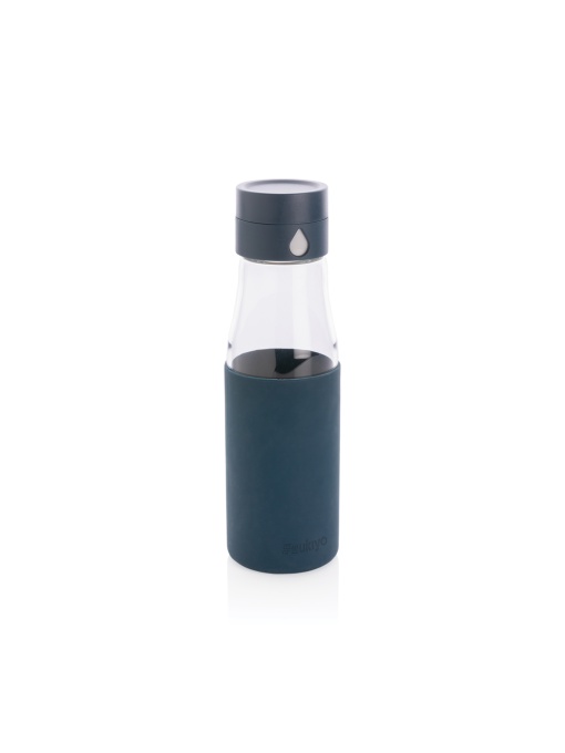 XD™ Ukiyo glass hydration tracking bottle with sleeve