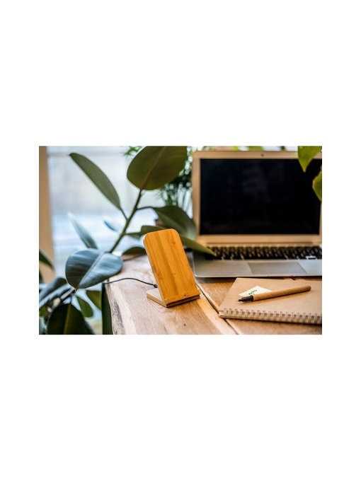 AX™ Încărcător wireless din bambus 10W B'RIGHT, suport pentru telefon | Wilder