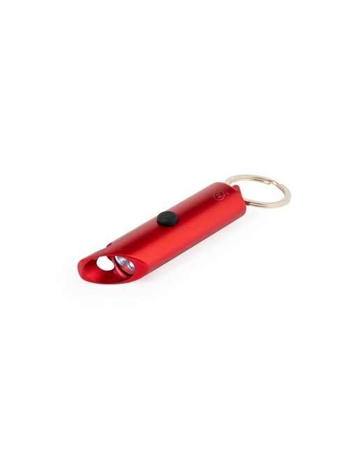 AX™ Recycled aluminium keyring, bottle opener, LED light