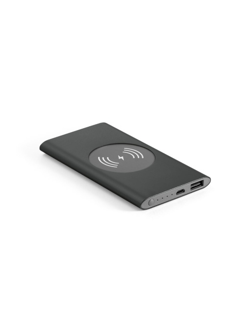 hi!™ CASSINI Power bank 4.000 mAh cu încărcător wireless de 5W din aluminiu reciclat (100% rAL)