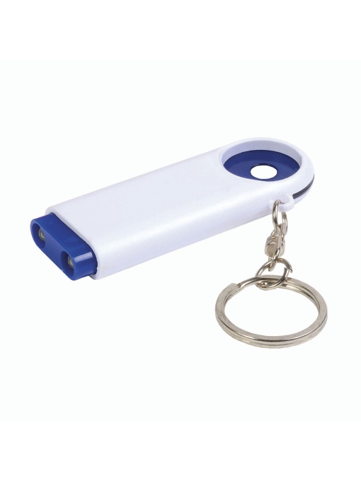 ON™ Plastic key ring with shopping trolley token and 2-LED light