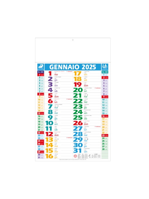 ON™ Monthly wall calendar 2025 in bilateral colour, 12 months, on coated paper, heat-sealed