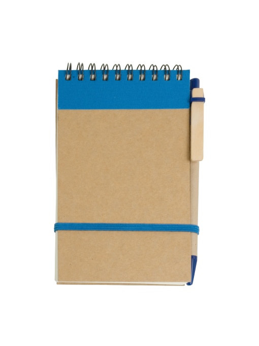 ON™ Notepad legat cu spirală din hârtie reciclată, foi albe (70 pagini), cu pix din carton