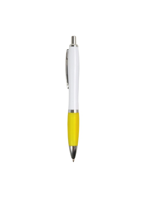 ON™ ABS plastic snap pen with white barrel, Italian flag-coloured grip and metal clip