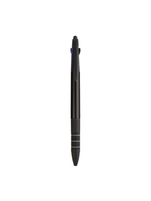 ON™ Plastic snap pen with 3 refills in blue, black and red, and touchscreen rubber tip