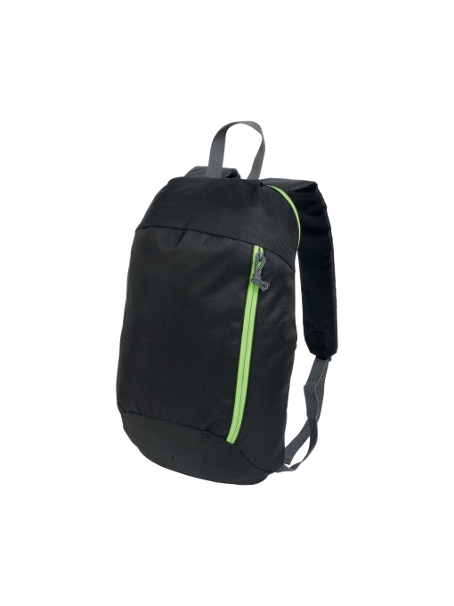ON™ Rucsac negru din poliester 600D cu 2 buzunare și fermoare colorate. Curele și spate căptușite
