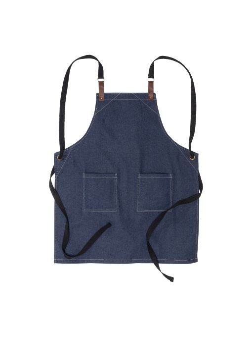 ON™ Șorț de bucătărie reglabil din denim de bumbac cu 2 buzunare frontale