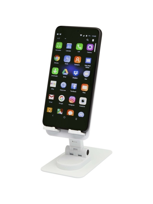 PF™ Alhena recycled plastic foldeable phone holder with metal desk stand