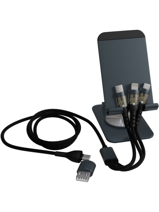 PF™ SCX.design O32 foldable phone stand with 3-in-1 charging cable