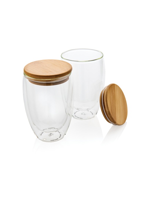 XD™ Double wall borosilicate glass with bamboo lid 350ml 2pc set
