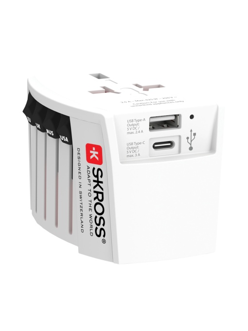 XD™ SKROSS World Travel Adapter MUV 2pole with USB A and C